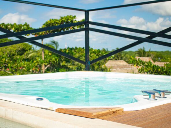Hot tub perfect for relaxation and enjoying ocean views.