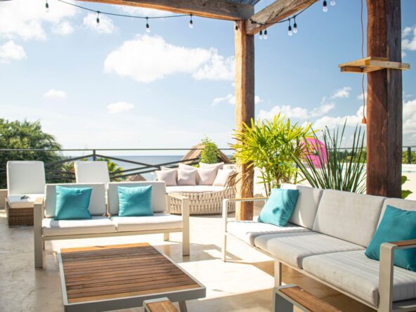 Rooftop terrace home in Paamul, perfect for relaxation.